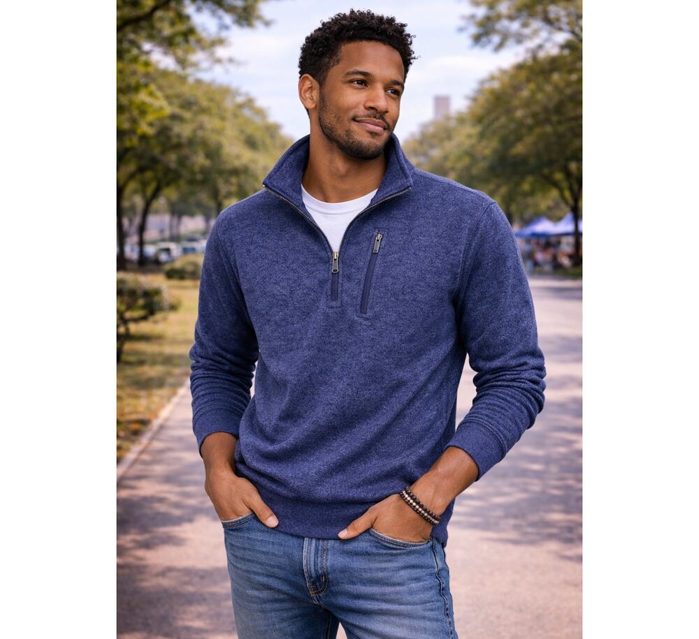 Woolrich Mens Sweater 1/4 Zip Mock Neck Sweater Fleece Lined Sweater Size XL
